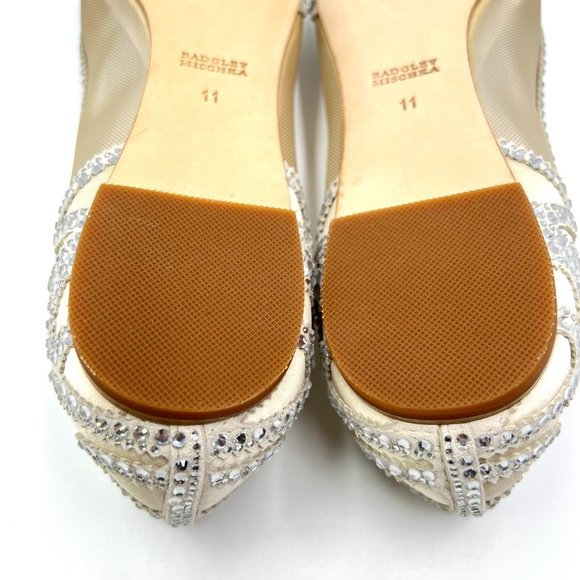 Badgley Mischka BHLDN Size‎ 11 Gigi Pointed Toe Jeweled Ivory Ballet Flats Shoes - Picture 14 of 15